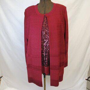 Misook cranberry sequined set  0X   NEVER WORN